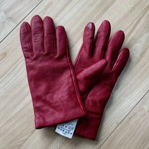 Lands' End Red Leather Gloves